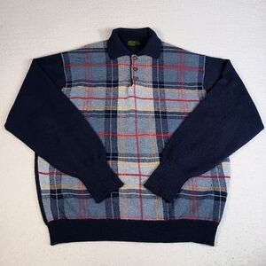 Peter Scott Men's 46(XL) "The Carnegie Club" Tartan Check Rugby Polo Sweater VTG